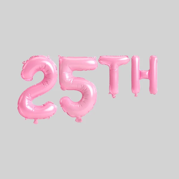 Illustration 25Th Pink Balloons Isolated Background — Stock fotografie