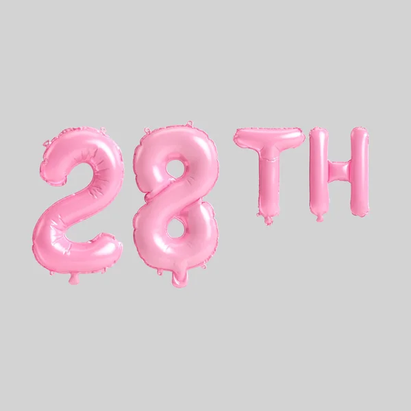 Απεικόνιση Του 28Ου Ροζ Μπαλόνια Απομονώνονται Φόντο — Φωτογραφία Αρχείου