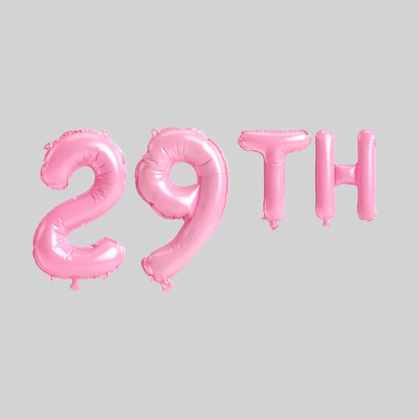 背景上孤立的第29个粉色气球的3D说明 — 图库照片