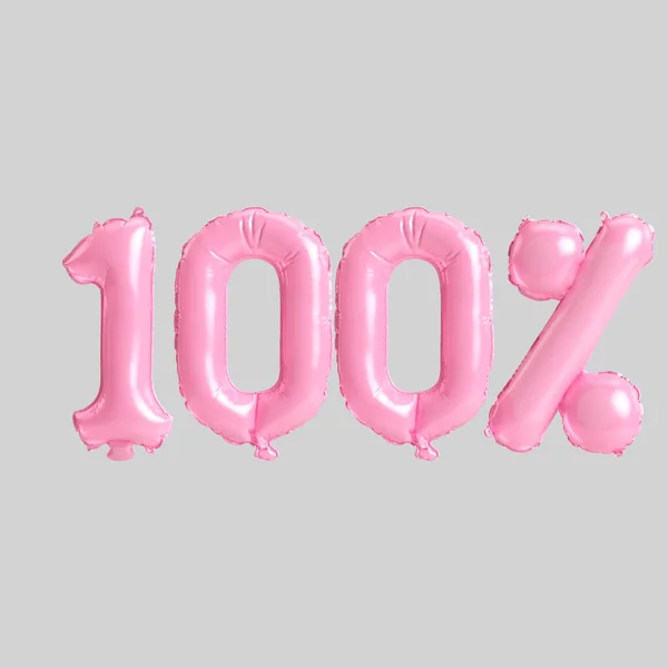 Ilustração 100 Por Cento Balões Rosa Isolado Fundo — Fotografia de Stock