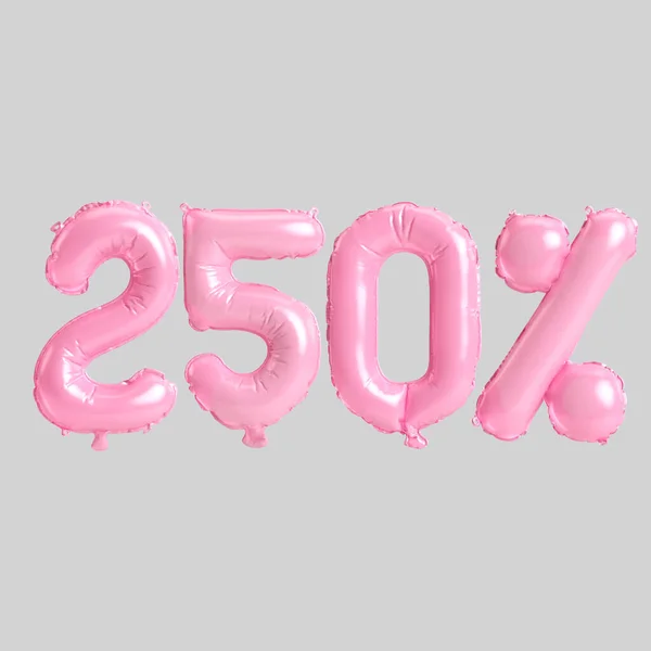 Ілюстрація 250 Відсотків Рожевих Кульок Ізольовані Фоні — стокове фото