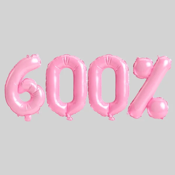 Ilustração 600 Por Cento Balões Rosa Isolado Fundo — Fotografia de Stock