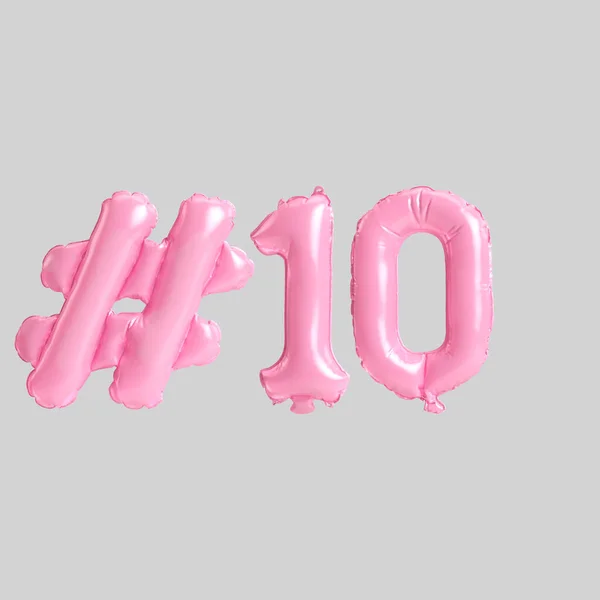 Ilustração Balões Rosa Hashtag Isolados Fundo Branco — Fotografia de Stock