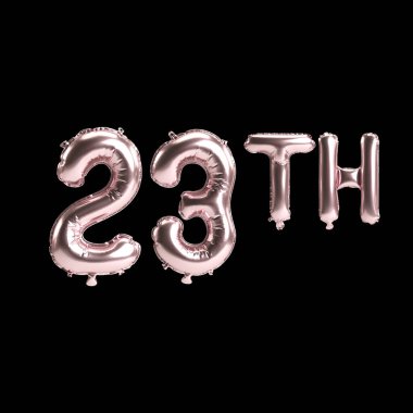 Arka planda izole edilmiş 23. gül balonlarının 3D çizimi