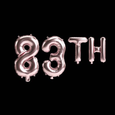 Arkaplanda 83. gül balonlarının 3 boyutlu çizimi izole edildi