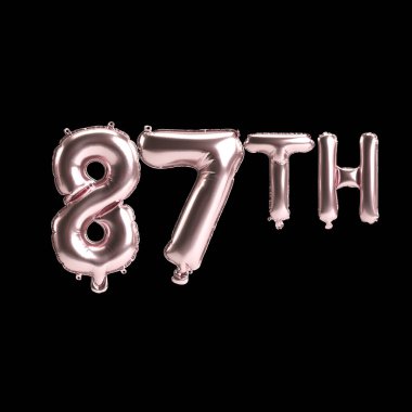 3d illustration of 87th rose balloons isolated on background