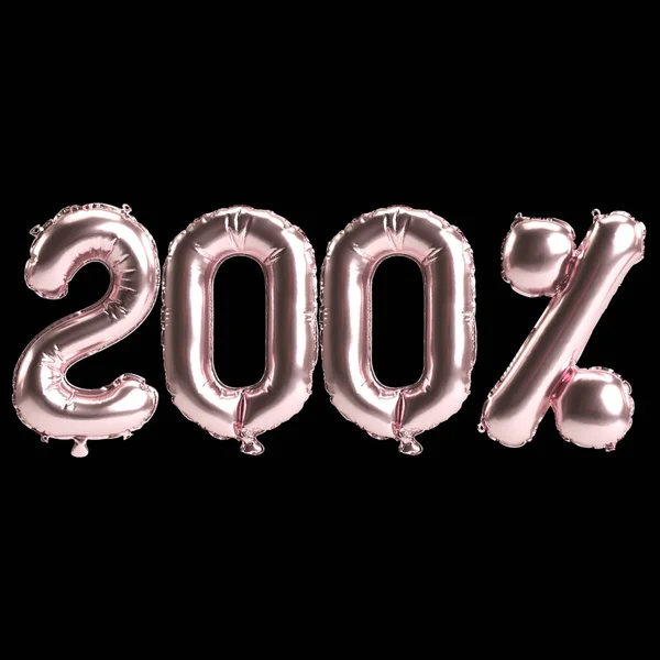 Illustratie Van 200 Procent Roos Ballonnen Geïsoleerd Achtergrond — Stockfoto