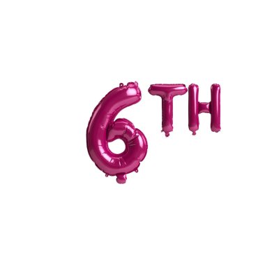 3d illustration of 6th dark pink balloons isolated on background