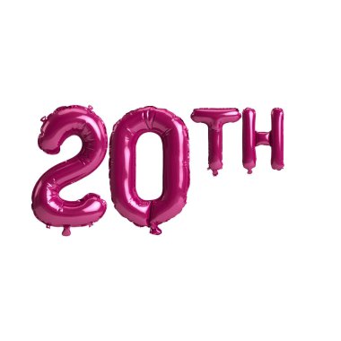 Arka planda izole edilmiş 20. koyu pembe balonların 3D çizimi
