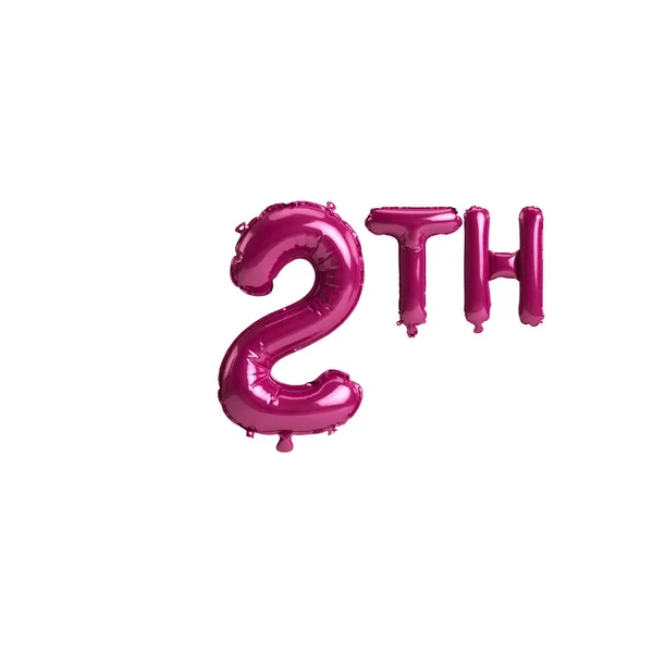 Illustration 2Th Dark Pink Balloons Isolated Background — 图库照片