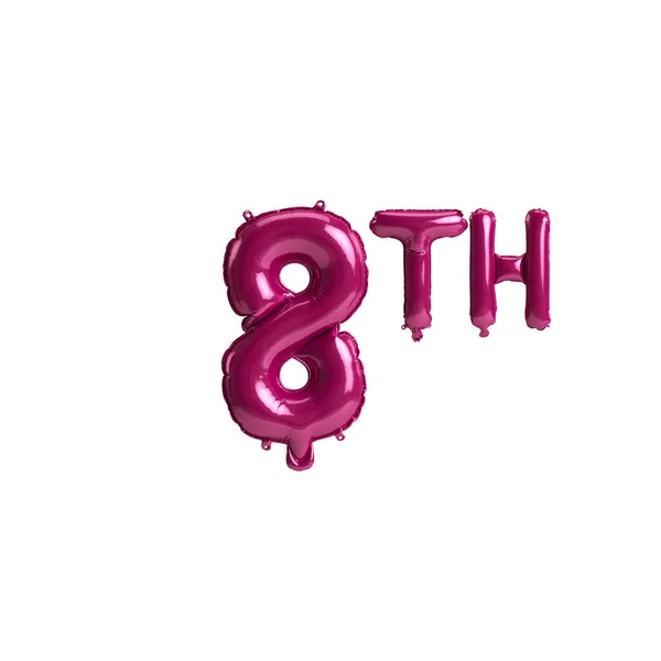 Απεικόνιση Του 8Ου Σκούρο Ροζ Μπαλόνια Απομονώνονται Φόντο — Φωτογραφία Αρχείου