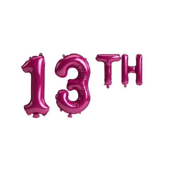 Illustration 13Th Dark Pink Balloons Isolated Background — Stockfoto