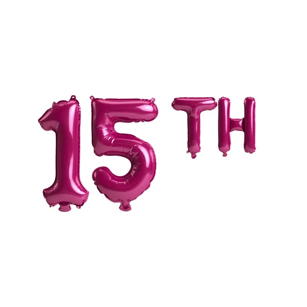 Απεικόνιση Του 15Ου Σκούρο Ροζ Μπαλόνια Απομονώνονται Φόντο — Φωτογραφία Αρχείου