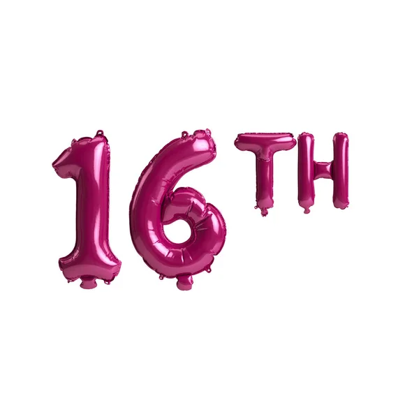 Illustration 16Th Dark Pink Balloons Isolated Background — Stock fotografie