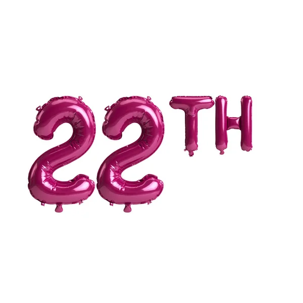 Illustrazione Dei 22Esimi Palloncini Rosa Scuro Isolati Sfondo — Foto Stock