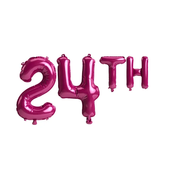 Illustration 24Th Dark Pink Balloons Isolated Background — 图库照片