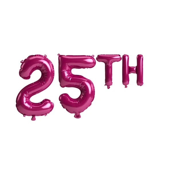 Illustration 25Th Dark Pink Balloons Isolated Background — Stockfoto