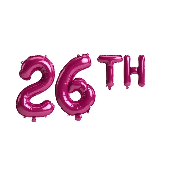 Illustration 26Th Dark Pink Balloons Isolated Background — 图库照片
