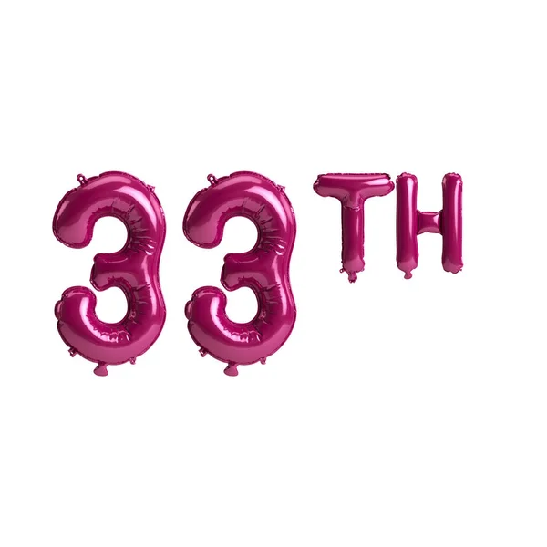 Illustration 33Th Dark Pink Balloons Isolated Background — 图库照片