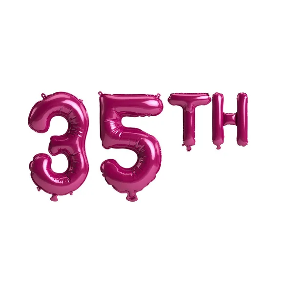 Illustration 35Th Dark Pink Balloons Isolated Background — 图库照片