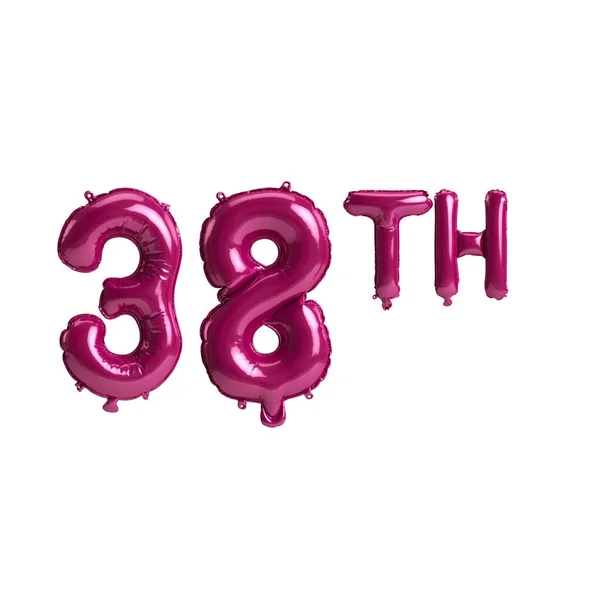 Illustration 38Th Dark Pink Balloons Isolated Background — Foto de Stock