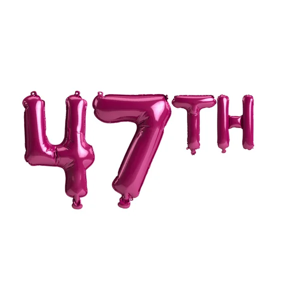 Illustration 47Th Dark Pink Balloons Isolated Background — Zdjęcie stockowe