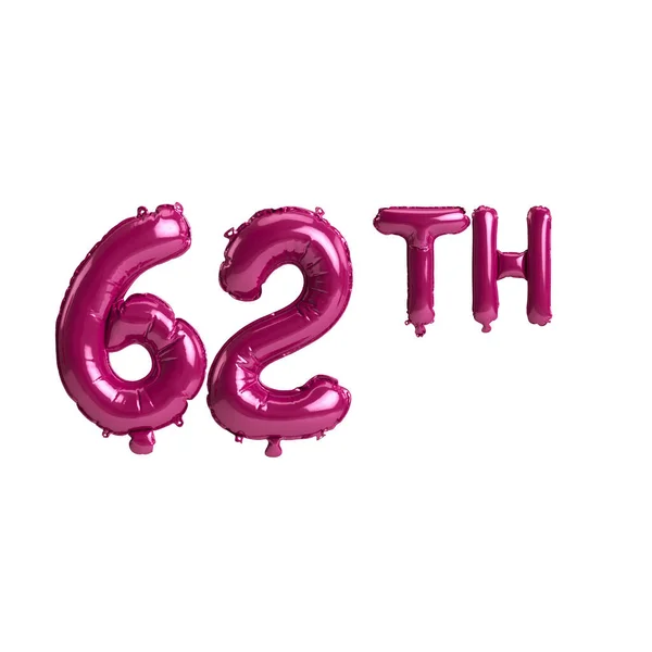 Απεικόνιση Της 62Ης Σκούρο Ροζ Μπαλόνια Απομονώνονται Φόντο — Φωτογραφία Αρχείου