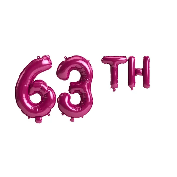 Απεικόνιση Της 63Ης Σκούρο Ροζ Μπαλόνια Που Απομονώνονται Στο Παρασκήνιο — Φωτογραφία Αρχείου