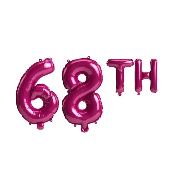 Ilustracja 68Th Ciemnoróżowe Balony Izolowane Tle — Zdjęcie stockowe