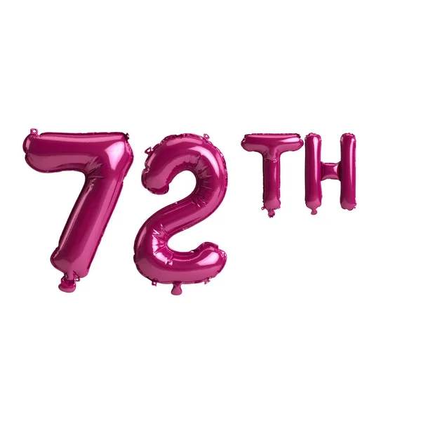 Ilustracja 72Th Ciemnoróżowe Balony Izolowane Tle — Zdjęcie stockowe