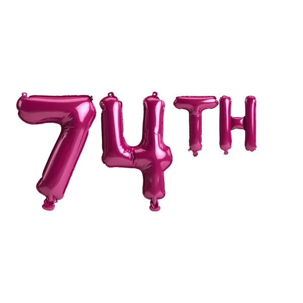 Illustration 74Th Dark Pink Balloons Isolated Background — 图库照片