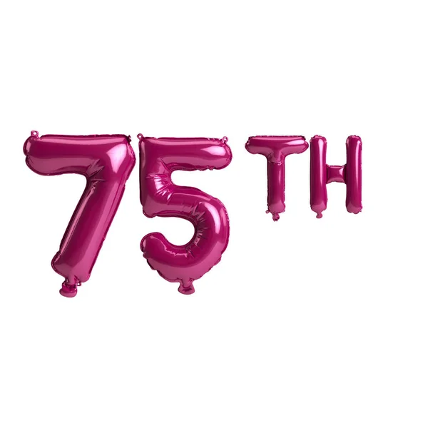 Ilustrace 75Th Tmavě Růžové Balónky Izolované Pozadí — Stock fotografie