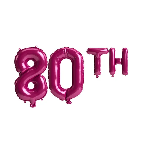 Illustration 80Th Dark Pink Balloons Isolated Background — Foto de Stock