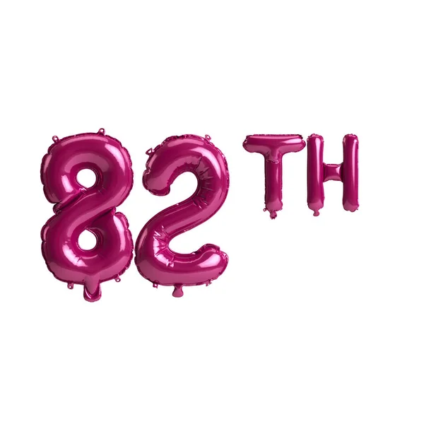 Ilustração 82Th Balões Rosa Escuro Isolado Fundo — Fotografia de Stock