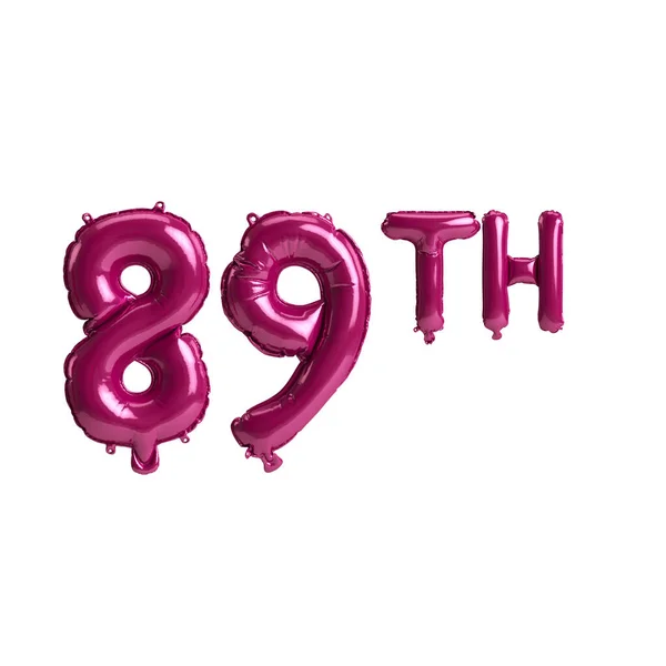 Ilustracja 89Th Ciemnoróżowe Balony Izolowane Tle — Zdjęcie stockowe