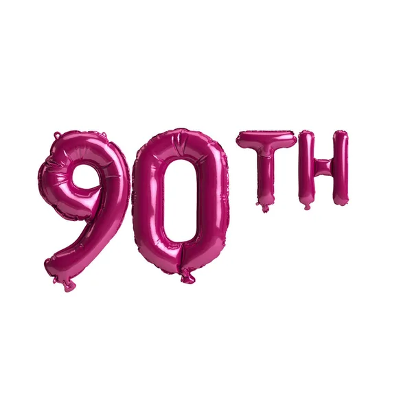 Illustration 90Th Dark Pink Balloons Isolated Background — 图库照片