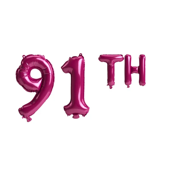 Illustration 91Th Dark Pink Balloons Isolated Background — Stock Photo, Image