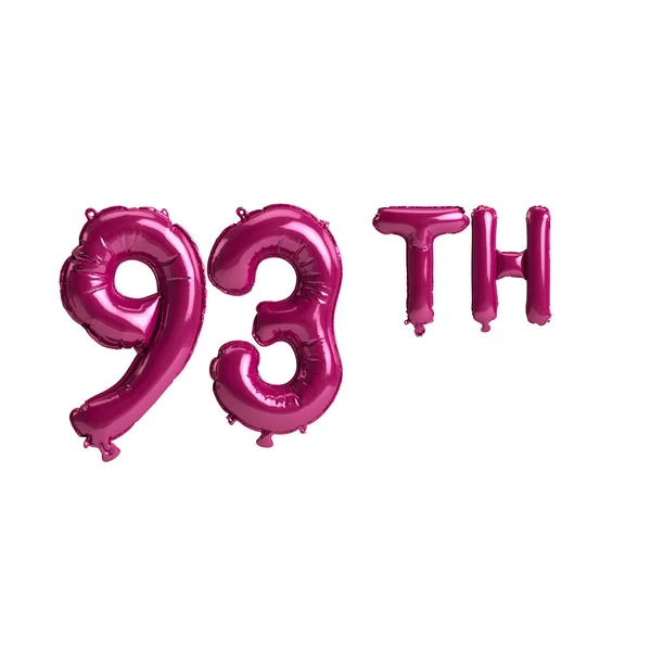 Ilustracja 93Th Ciemnoróżowe Balony Izolowane Tle — Zdjęcie stockowe