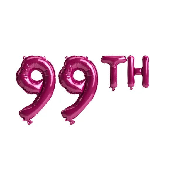 Ilustração 99Th Balões Rosa Escuro Isolado Fundo — Fotografia de Stock