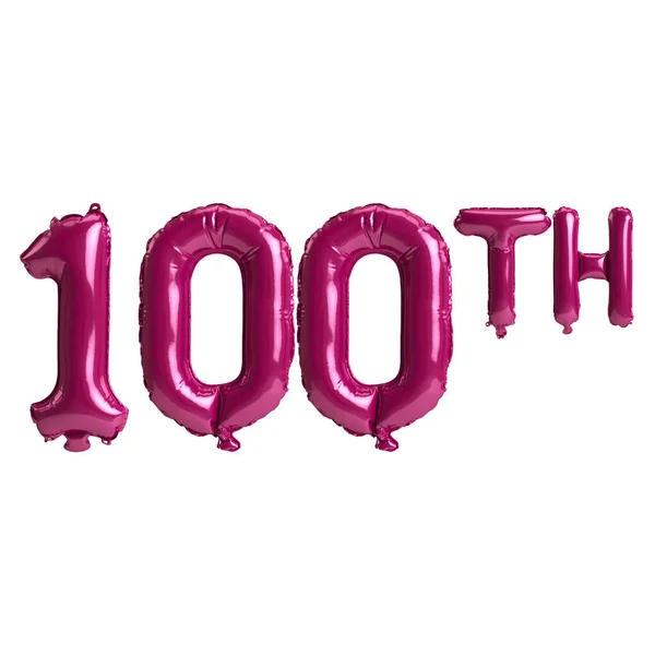 Illustration 100Th Dark Pink Balloons Isolated Background — Fotografia de Stock