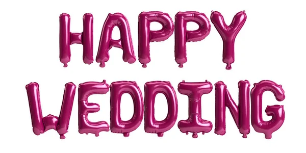 Illustration Happy Wedding Letter Dark Pink Balloons Isolated Background – stockfoto