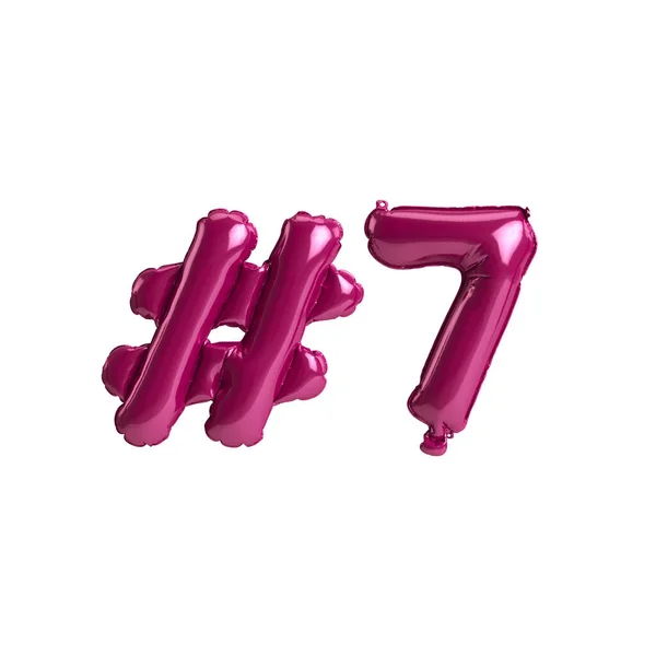 Illustration Hashtag Dark Pink Balloons Isolated White Background — 图库照片