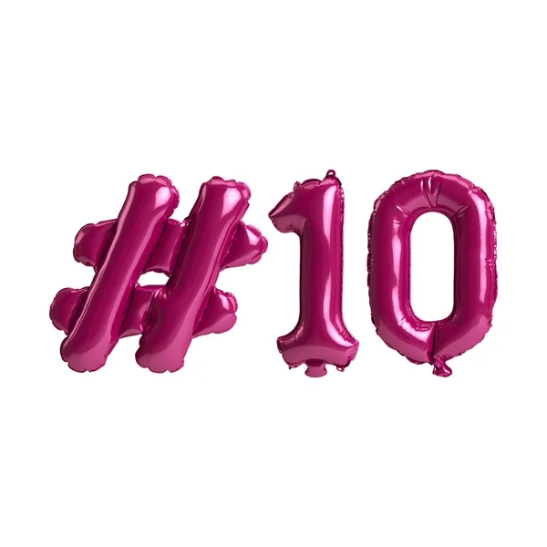 Illustration Hashtag Dark Pink Balloons Isolated White Background — Foto Stock