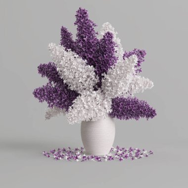 Dekoratif çiçek vazosunun beyaz arka planda izole edilmiş hali