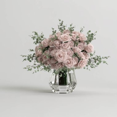 Dekoratif çiçek vazosunun beyaz arka planda izole edilmiş hali