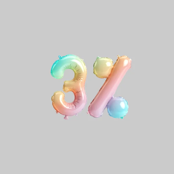 Illustration Percent Rainbow Balloons Kids Store Sales Isolated Gray Background — 图库照片