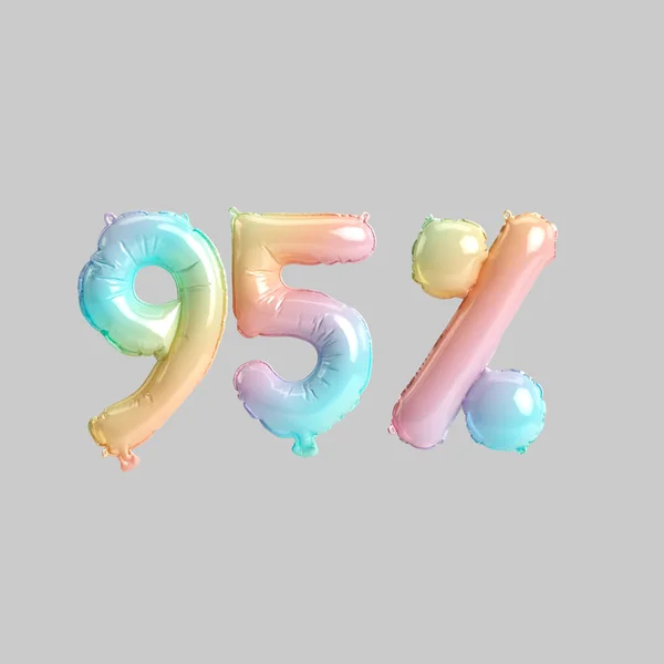 Illustration Percent Rainbow Balloons Kids Store Sales Isolated Gray Background — Foto Stock