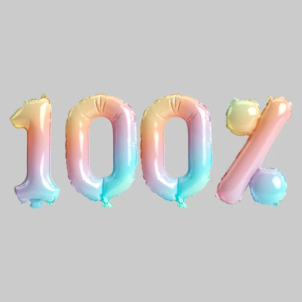 Illustration 100 Percent Rainbow Balloons Kids Store Sales Isolated Gray — ストック写真