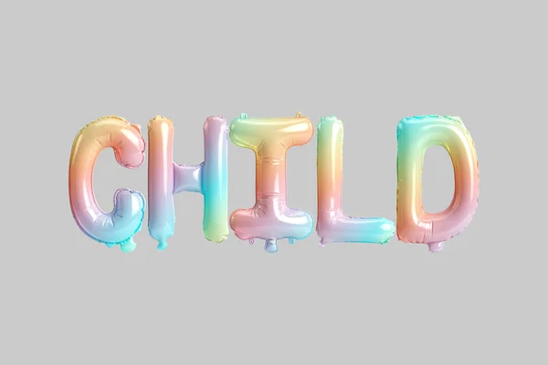 Illustration Child Letter Rainbow Balloons Kids Store Sales Isolated Gray — Stockfoto