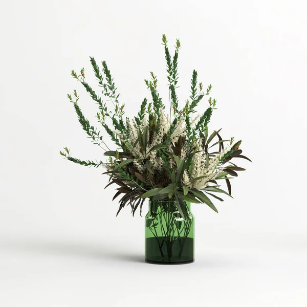 Illustration Flower Vase Isolated White Background — 图库照片